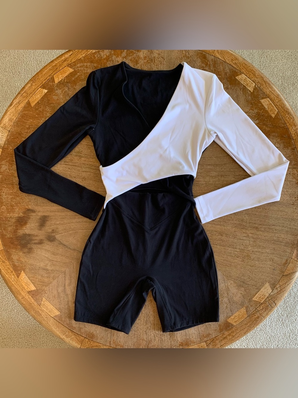 BuffBunny Black and White Wrap Bodysuit